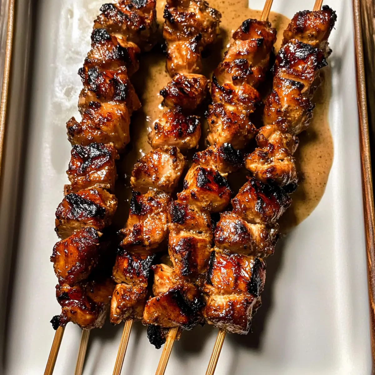 Gegrillte thailändische Kokosnuss-Hühnchenspieße genießen