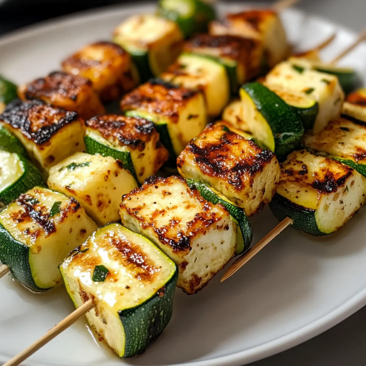 Halloumi Zucchini Spieße Vom Grill für den Sommer