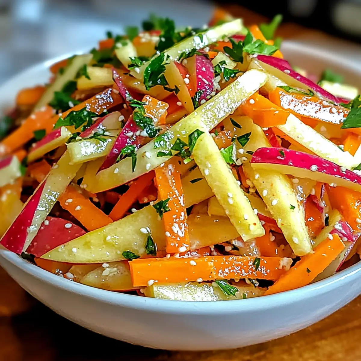 Kohlrabi Karotten Apfel Salat für frischen Genuss
