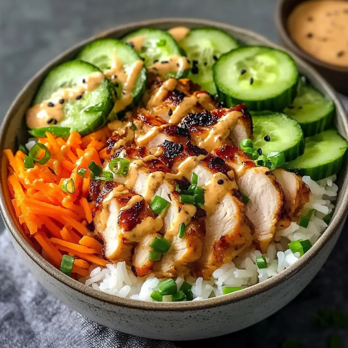 Würzige Hähnchen Bowl mit cremiger Soße Rezept