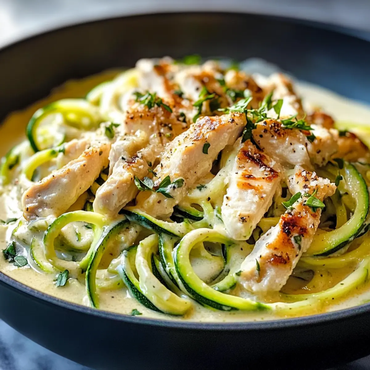 Zucchini-Nudel-Hühnchen-Alfredo ganz einfach selbst machen