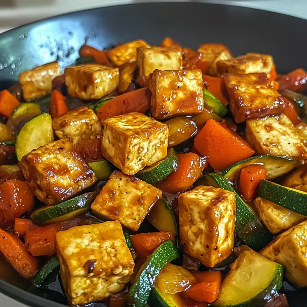 Zucchini-Pfanne mit Tofu für schnelle Abende